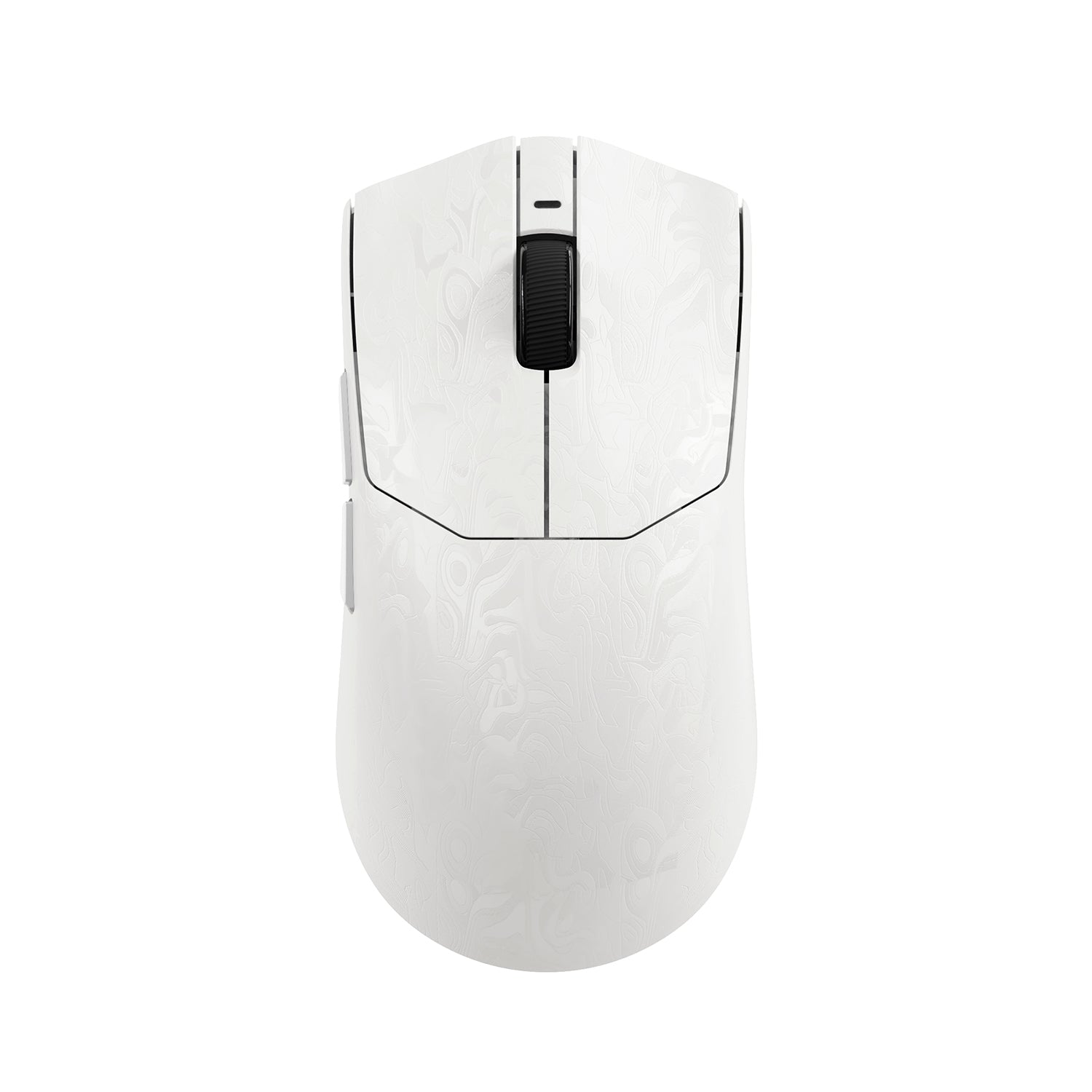 The symmetrical shell at 127mm × 64mm × 40mm — shaped for medium to large hands across claw, palm, and fingertip grip styles, with Forged Texture+ nano coating for grip without sweat buildup