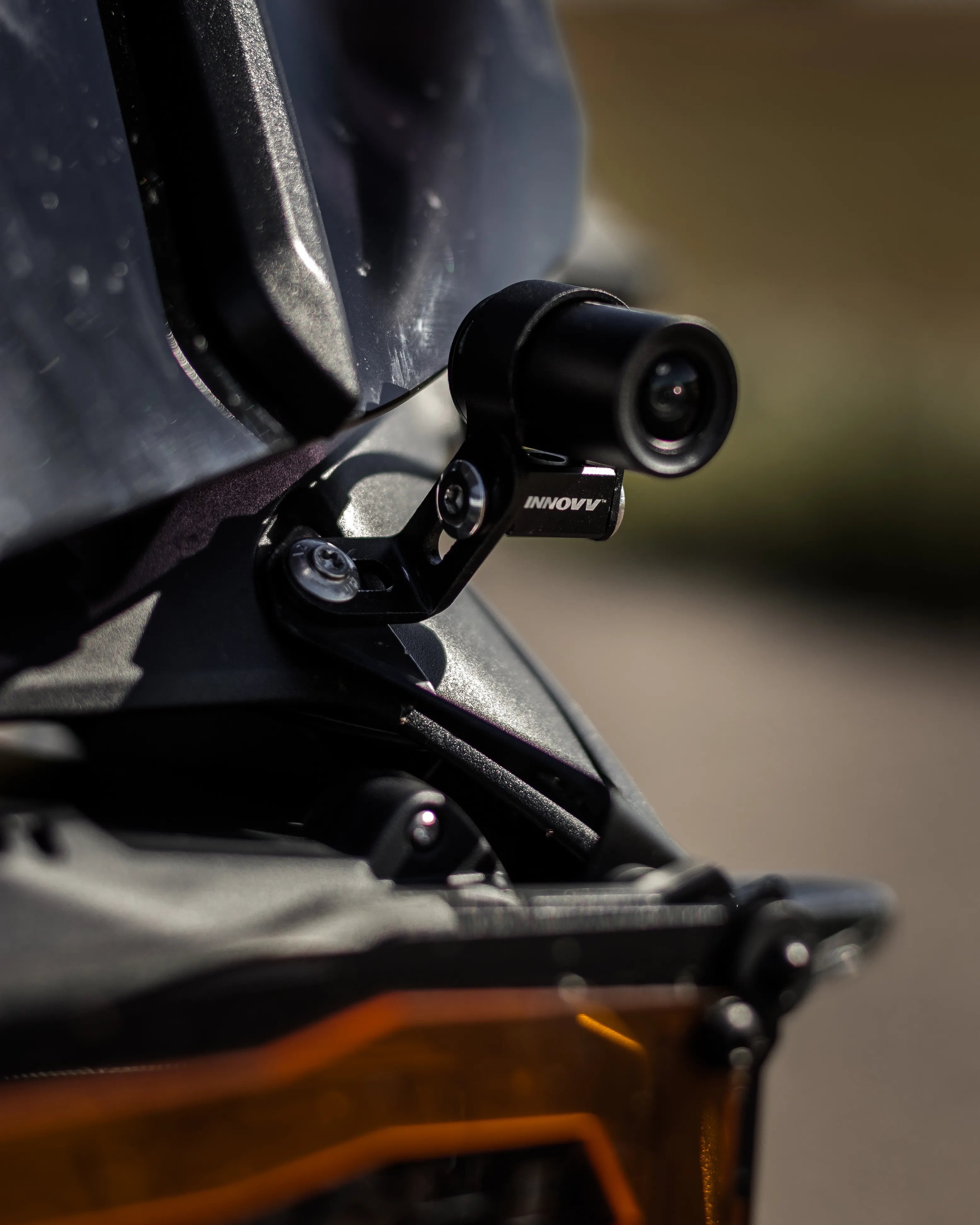 The K7's front camera mounted on a real motorcycle, not just a studio flat-lay of the kit