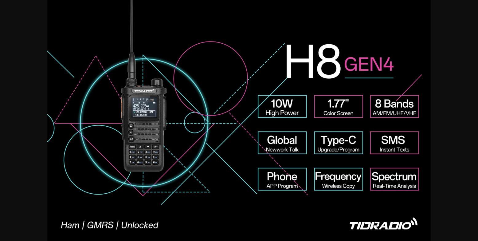 TIDRADIO TD-H8 4th Gen Review: 10W Ham GMRS Radio with SMS, Spectrum & Type-C at $59.99